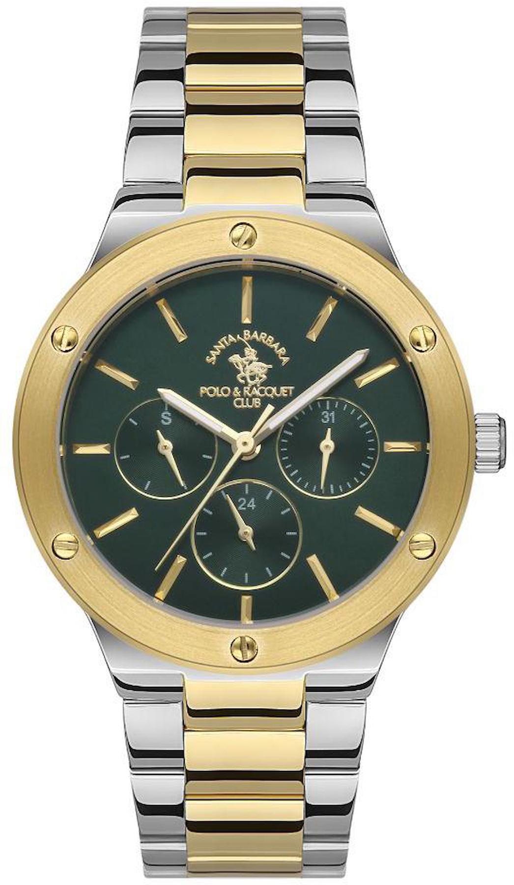Santa Barbara Polo & Racquet Club SB.1.10466.4 Takvimli 38 mm Altın-Gri Çelik Kordon Analog Kadın Kol Saati