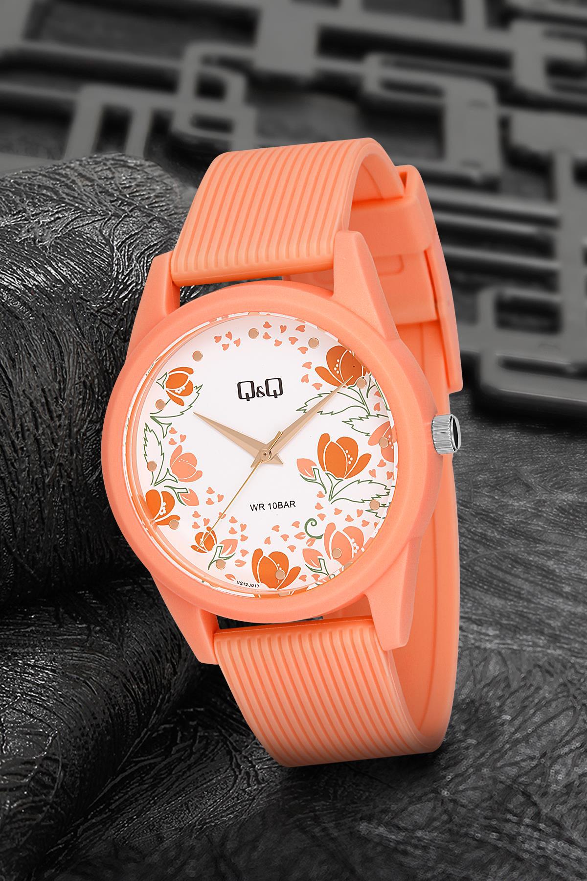 Q&Q 3P713 36 mm Turuncu Silikon Kordon Analog Kadın Kol Saati