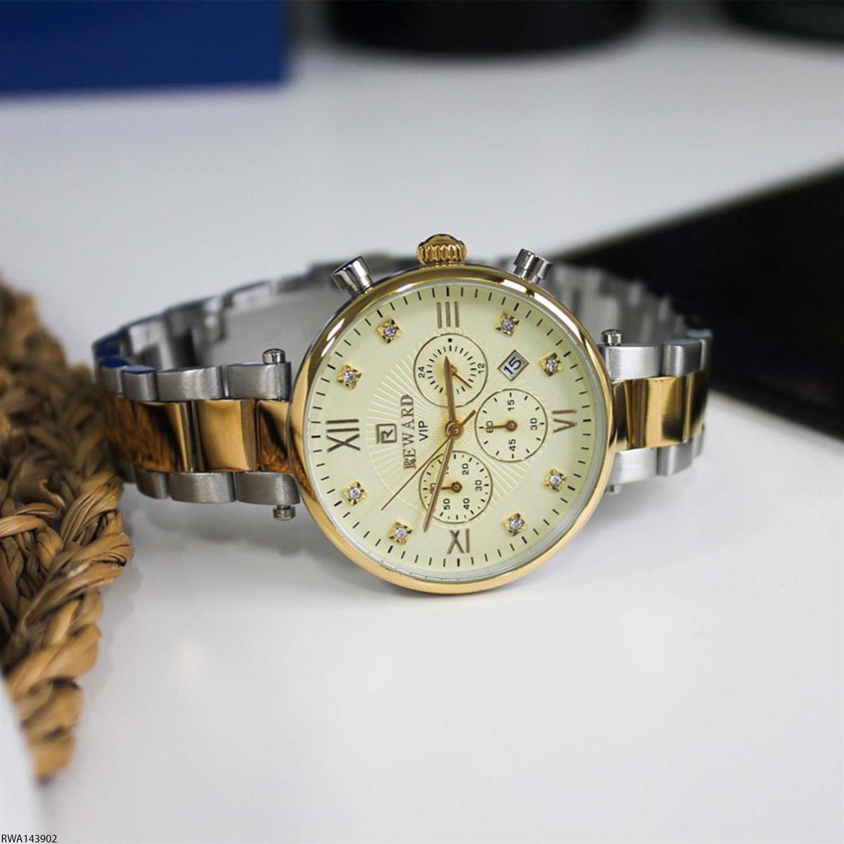 Reward RWA143902 Takvimli 36 mm Altın-Gri Çelik Kordon Analog Kadın Kol Saati