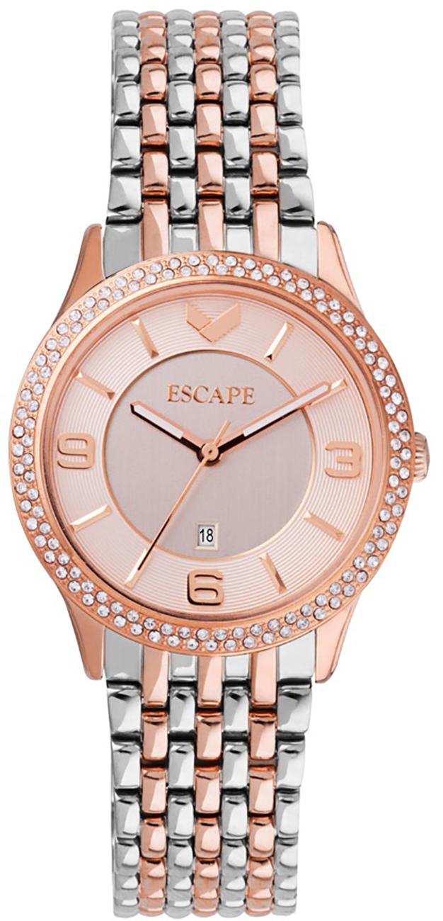 Escape EC1137-105 Takvimli 35 mm Gri-Rose Gold Çelik Kordon Analog Kadın Kol Saati