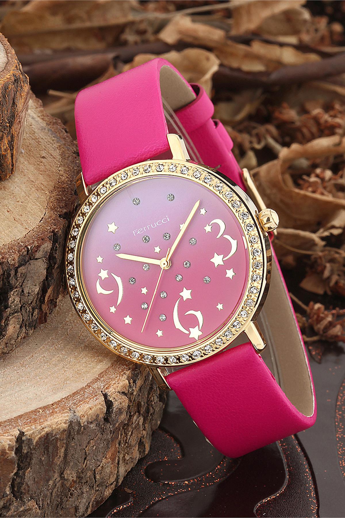 Ferrucci FRK886 39 mm Pembe Deri Kordon Analog Kadın Kol Saati