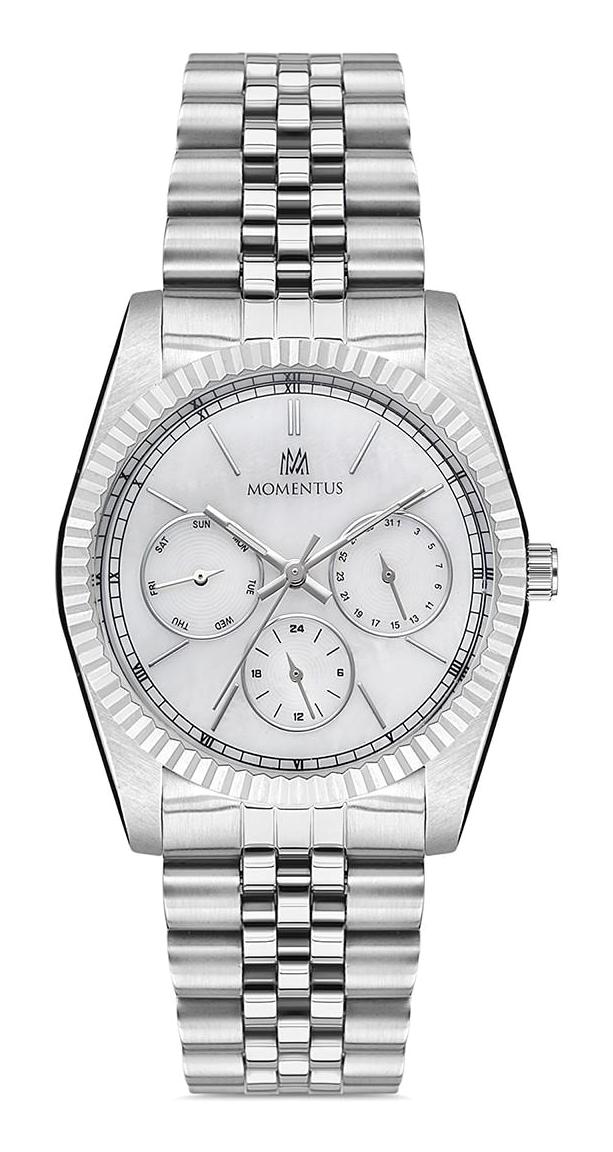 Momentus CW130S-02SS Takvimli 36 mm Gri Çelik Kordon Analog Kadın Kol Saati