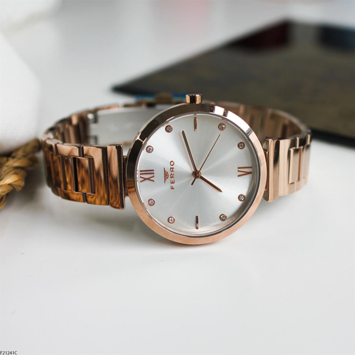 Ferro F21241C 36 mm Rose Gold Metal Kordon Analog Kadın Kol Saati