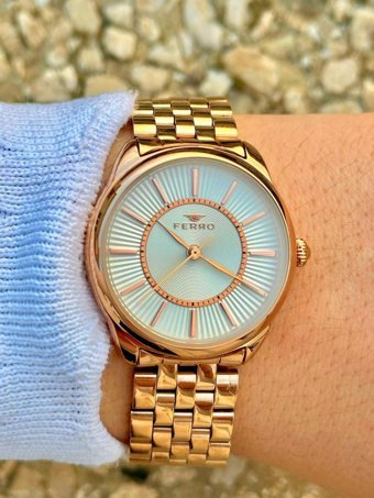 Ferro FR.FT.1.131 35 mm Altın Çelik Kordon Analog Kadın Kol Saati