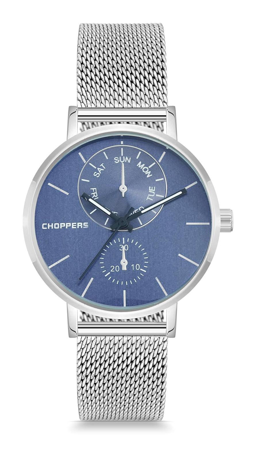 Choppers HBH18015B Takvimli 35 mm Gri Hasır Kordon Analog Kadın Kol Saati