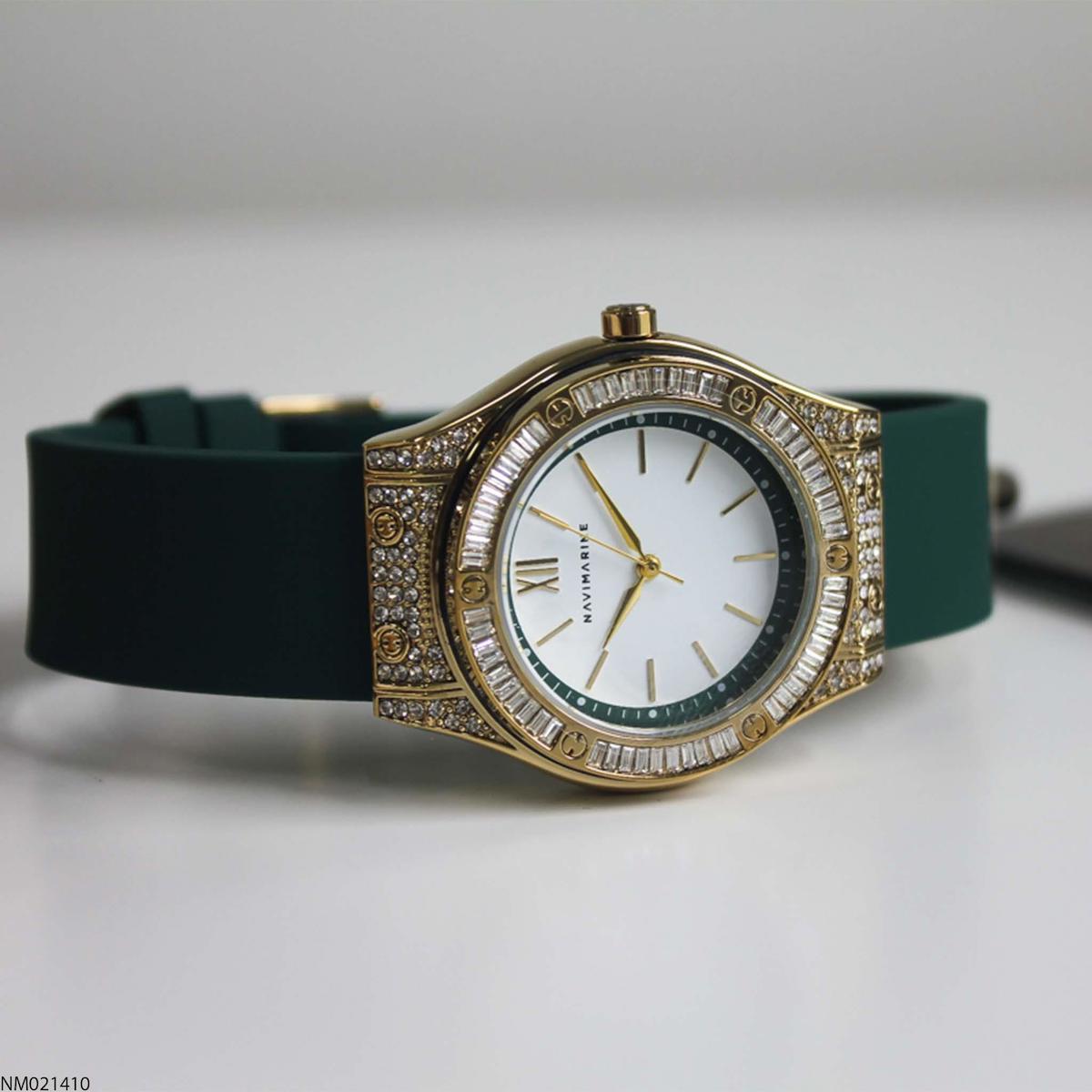 Navimarine NM021410 35 mm Yeşil Silikon Kordon Analog Kadın Kol Saati