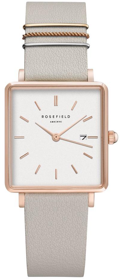 Rosefield QCGRG.Q028 Takvimli 28 mm Gri Deri Kordon Analog Kadın Kol Saati