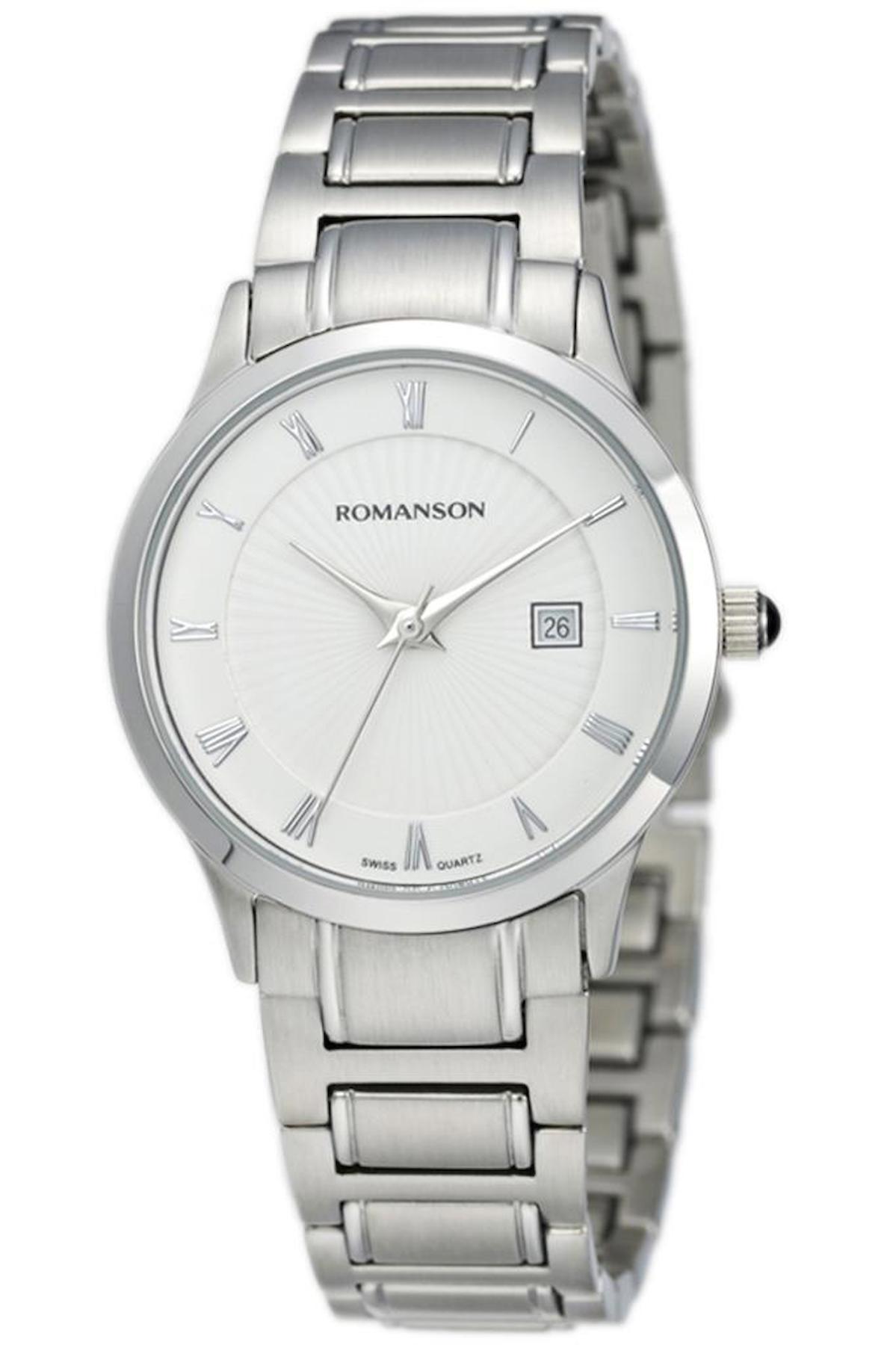 Romanson TM4253LL1WA12W Takvimli 34 mm Gri Çelik Kordon Analog Kadın Kol Saati