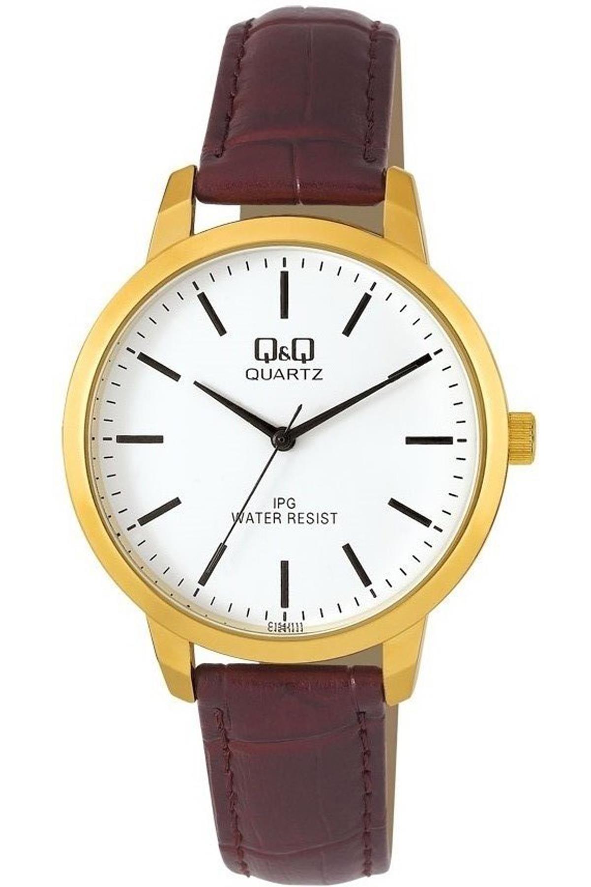 Q&Q 3A917 36 mm Kahverengi Deri Kordon Analog Kadın Kol Saati