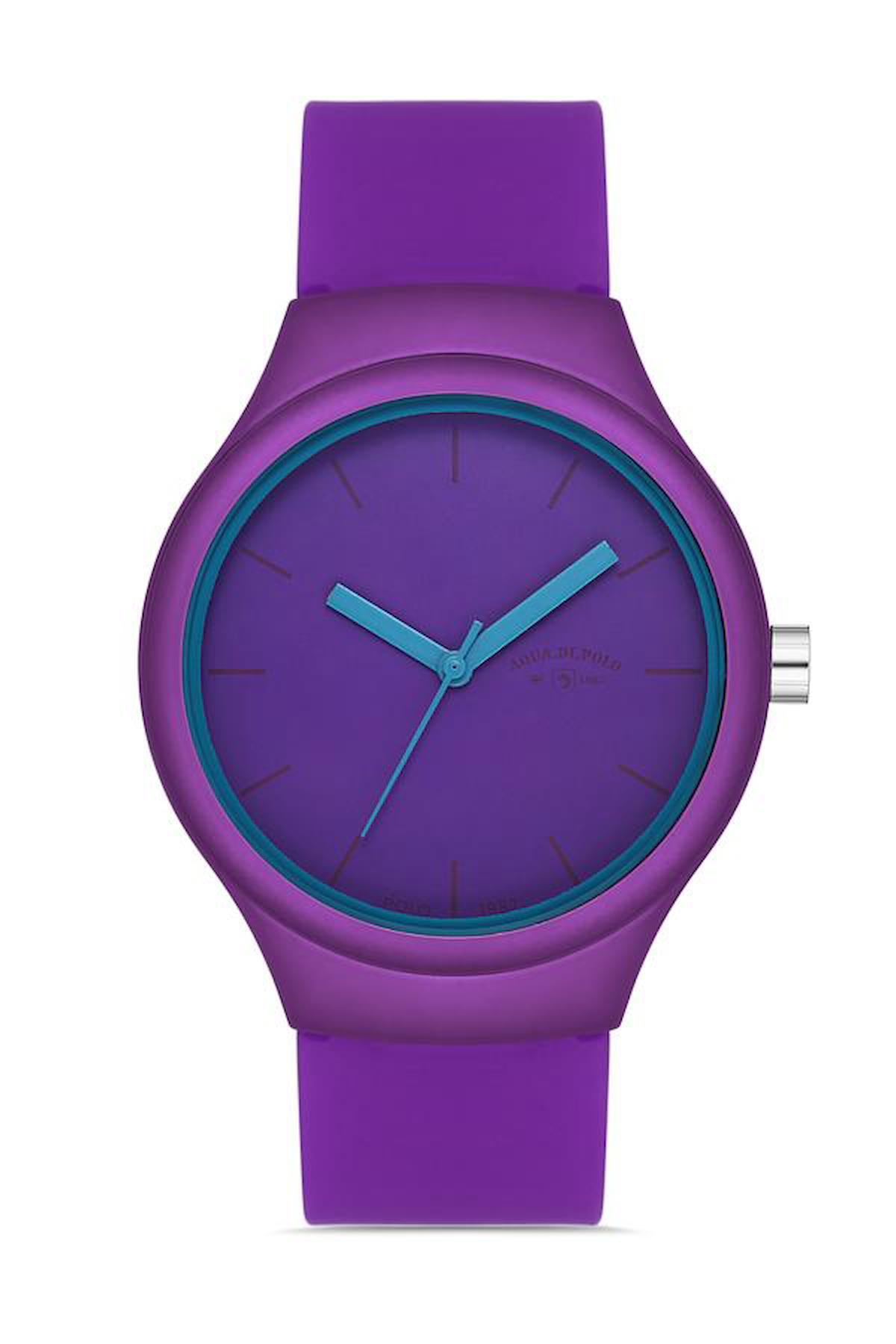 Aqua Di Polo APSR1-A9653-KSMMM 32 mm Mor Silikon Kordon Analog Kadın Kol Saati