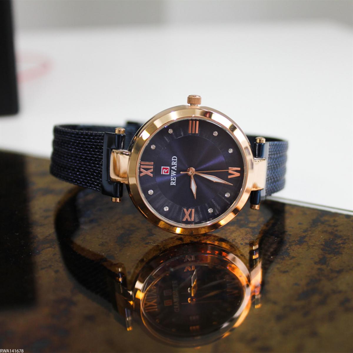 Reward RWA141678 33 mm Siyah Çelik Kordon Analog Kadın Kol Saati