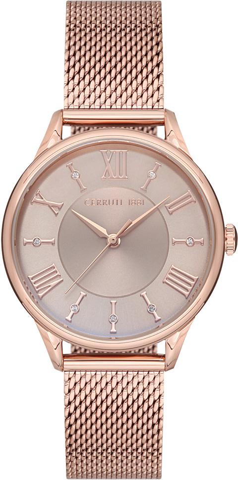 Cerruti 1881 CRM29801 35 mm Rose Gold Hasır Kordon Analog Kadın Kol Saati