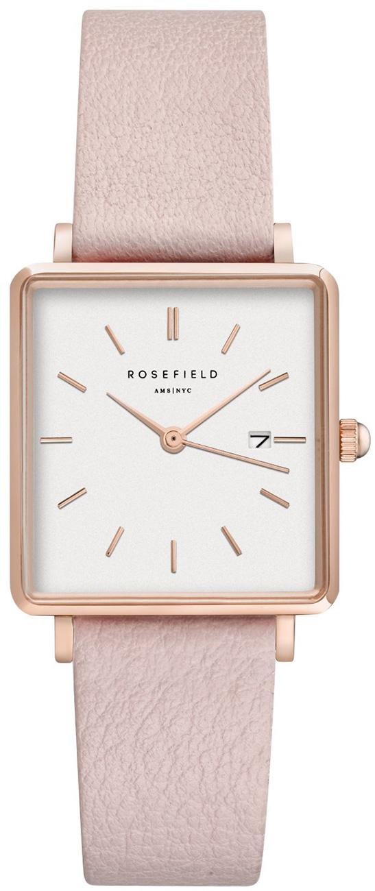 Rosefield QWPR.Q11 Takvimli 28 mm Pembe Deri Kordon Analog Kadın Kol Saati