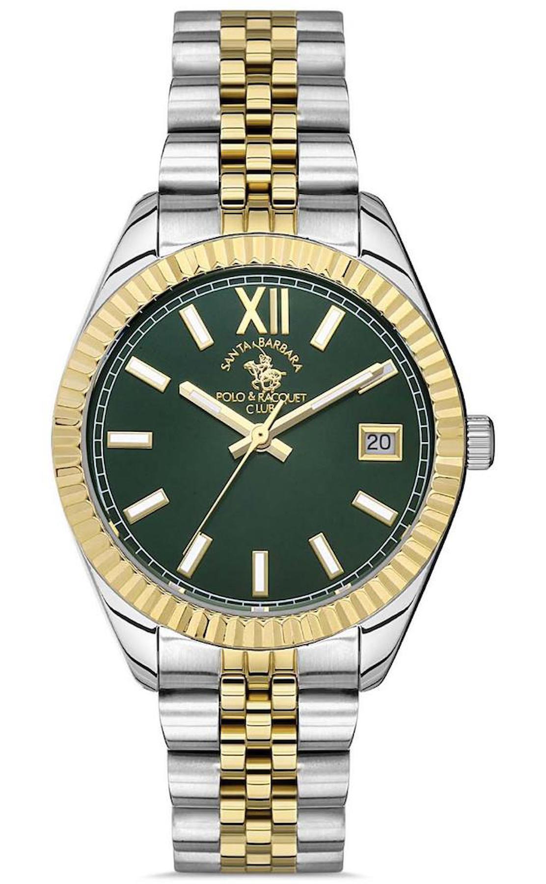Santa Barbara Polo & Racquet Club SB.1.10460.4 Takvimli 34 mm Altın-Gri Çelik Kordon Analog Kadın Kol Saati