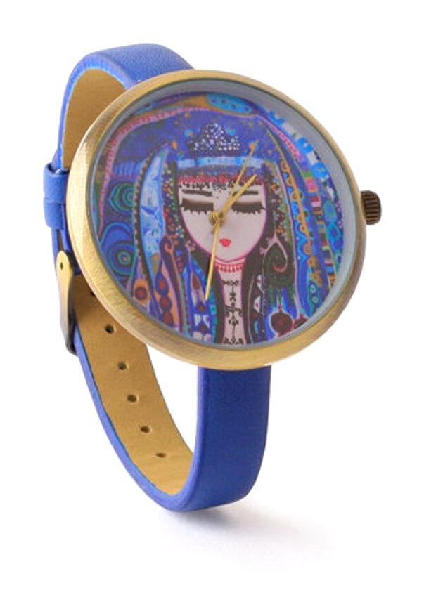 Biggdesign 40 mm Mavi Deri Kordon Dijital Kadın Kol Saati