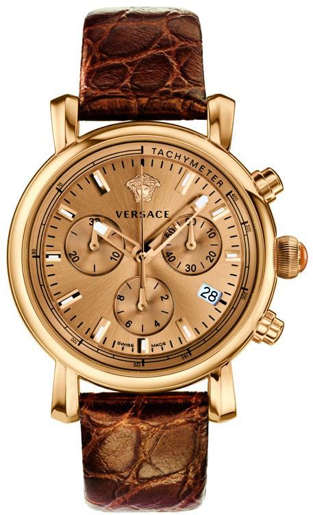 Versace VRSCVLB070014 Takvimli 40 mm Kahverengi Deri Kordon Analog Kadın Kol Saati