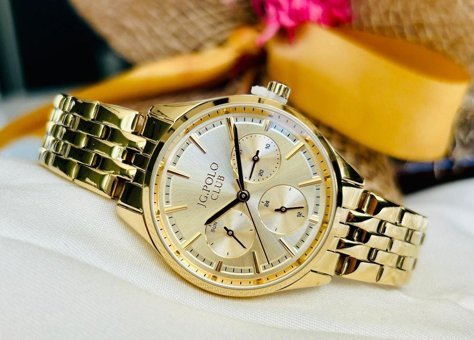 Jg. Polo Club JPC.0323-12680.3 Takvimli 33 mm Altın Çelik Kordon Analog Kadın Kol Saati