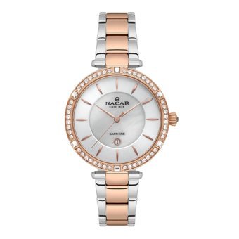 Nacar NC34-39B662-ESMS Takvimli 33 mm Gri-Rose Gold Çelik Kordon Analog Kadın Kol Saati