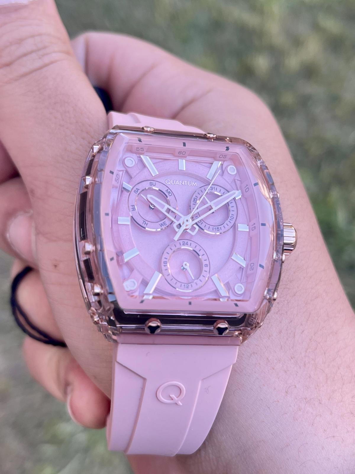 Quantum IML1110.087 Takvimli 37 mm Pembe Silikon Kordon Analog Kadın Kol Saati