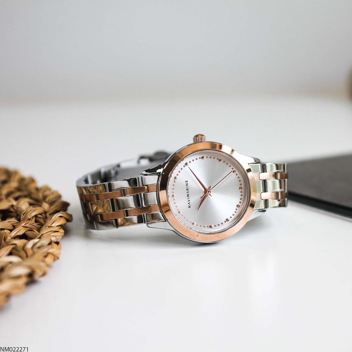 Navimarine NM022271 30 mm Gri-Rose Gold Çelik Kordon Analog Kadın Kol Saati