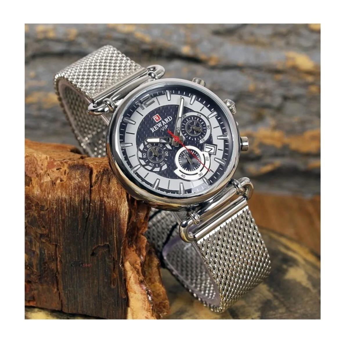 Reward RD82009L Takvimli 35 mm Gri Çelik Kordon Analog Kadın Kol Saati