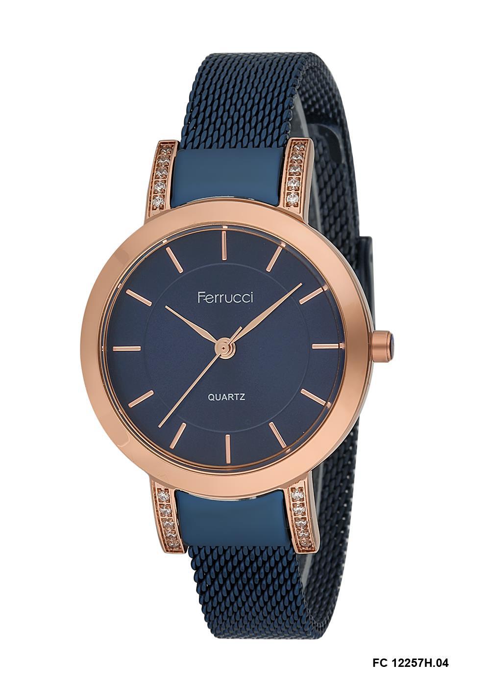 Ferrucci 9FM178 38 mm Lacivert Çelik-Hasır Kordon Analog Kadın Kol Saati