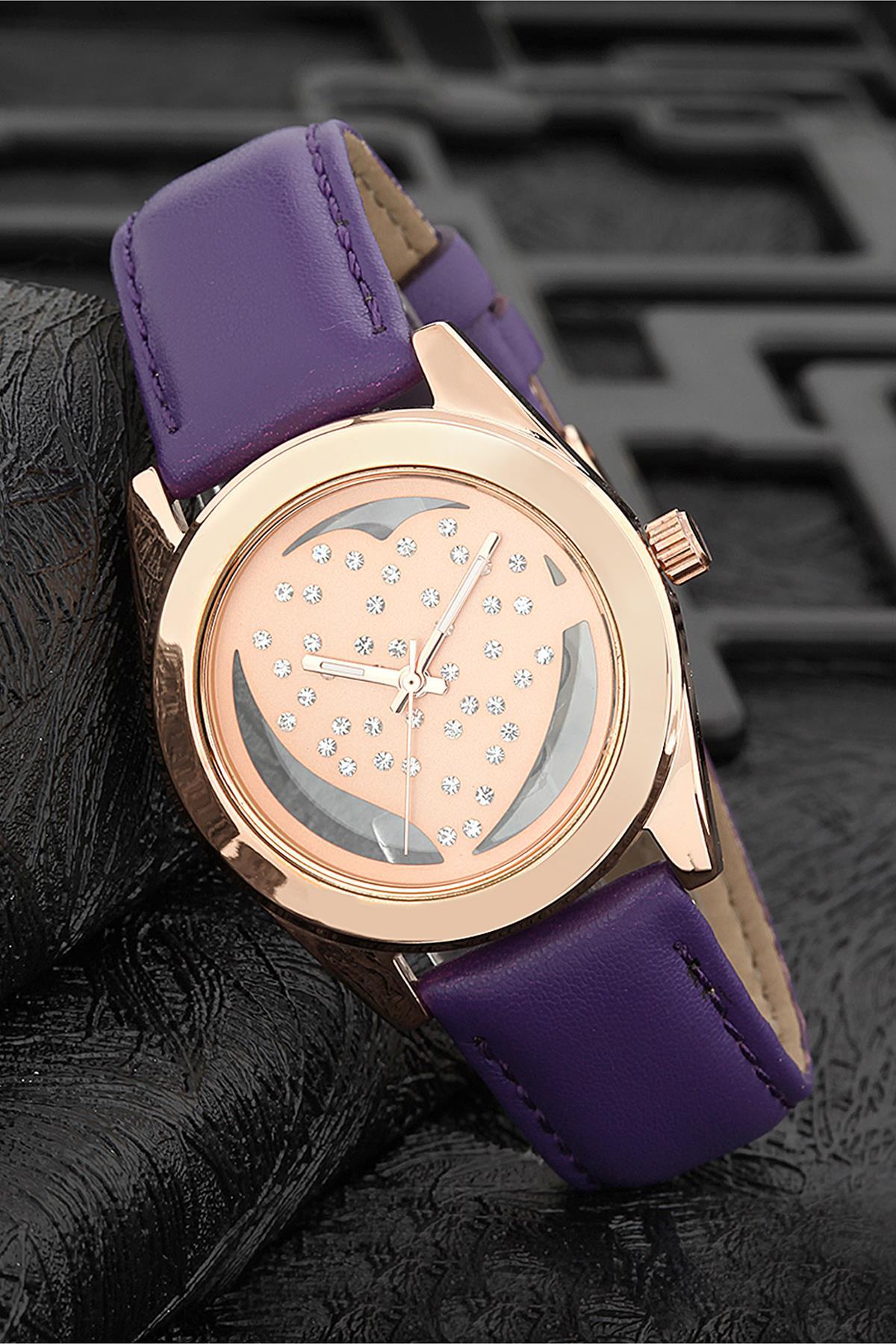 Ferrucci FRK1007 38 mm Mor Deri Kordon Analog Kadın Kol Saati