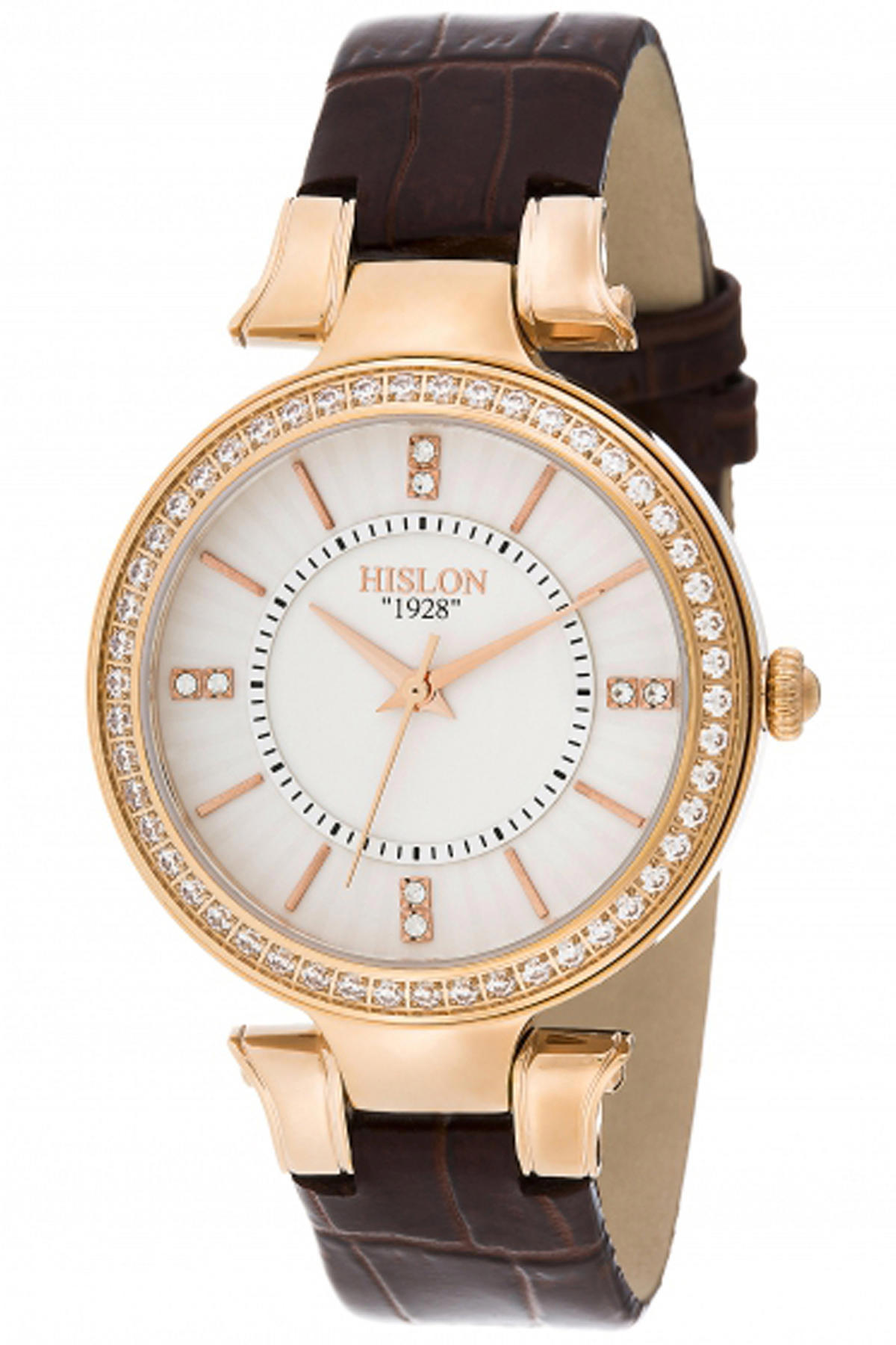 Hislon 3510-21211 33 mm Kahverengi Deri Kordon Analog Kadın Kol Saati