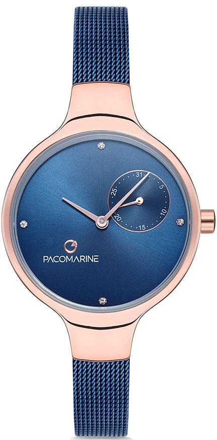 Pacomarine PM.88005.04 Takvimli 34 mm Lacivert Çelik Kordon Analog Kadın Kol Saati
