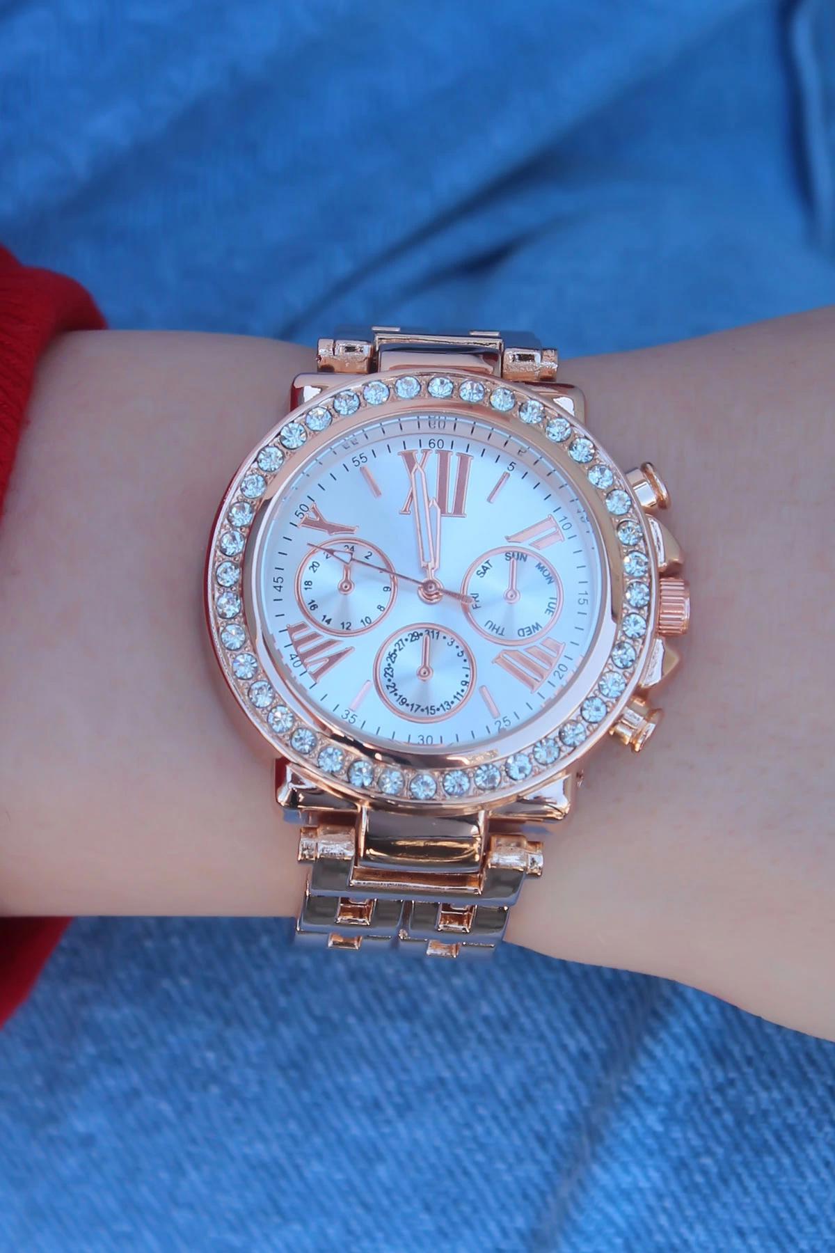 Myvirtus 36-40 mm Rose Gold Metal Kordon Analog Kadın Kol Saati