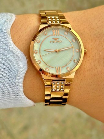 Ferro FR.FT.1.126 34 mm Altın Çelik Kordon Analog Kadın Kol Saati