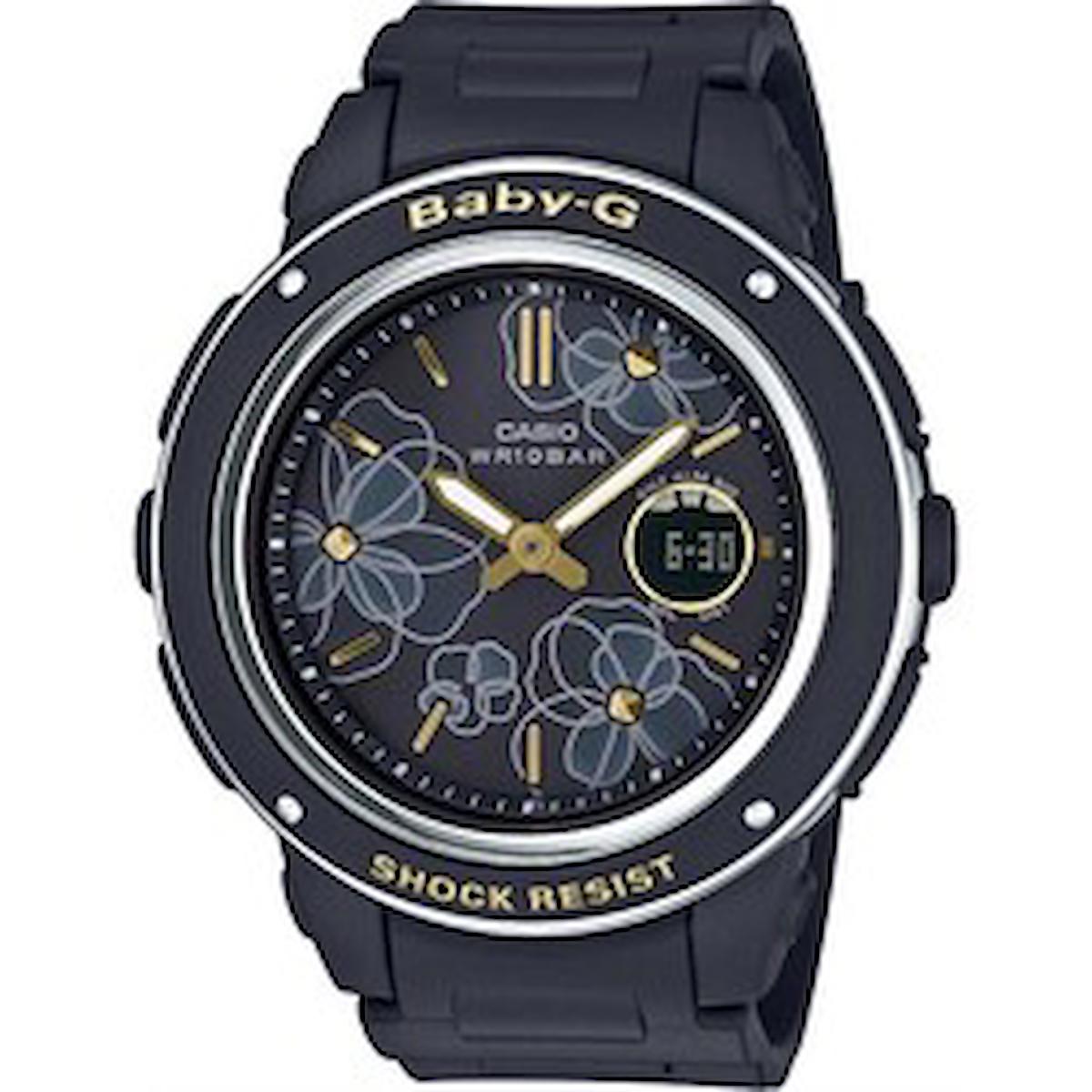 Casio BGA-150FL-1ADR Takvimli 43 mm Siyah Silikon Kordon Analog Kadın Kol Saati