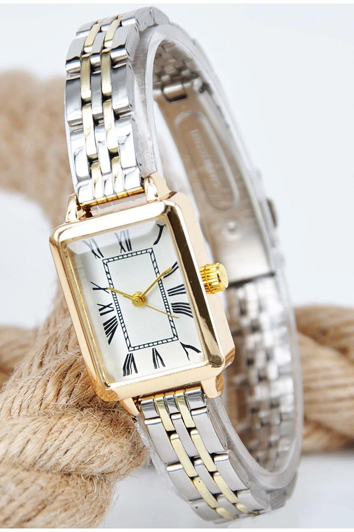 Storeay STA-080 26-30 mm Altın-Gri Metal Kordon Analog Kadın Kol Saati