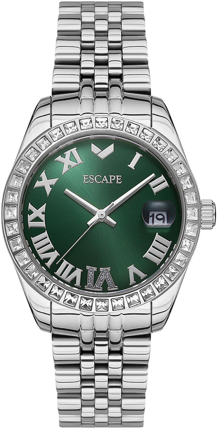 Escape ESCP203601 Takvimli 36 mm Gri Çelik Kordon Analog Kadın Kol Saati