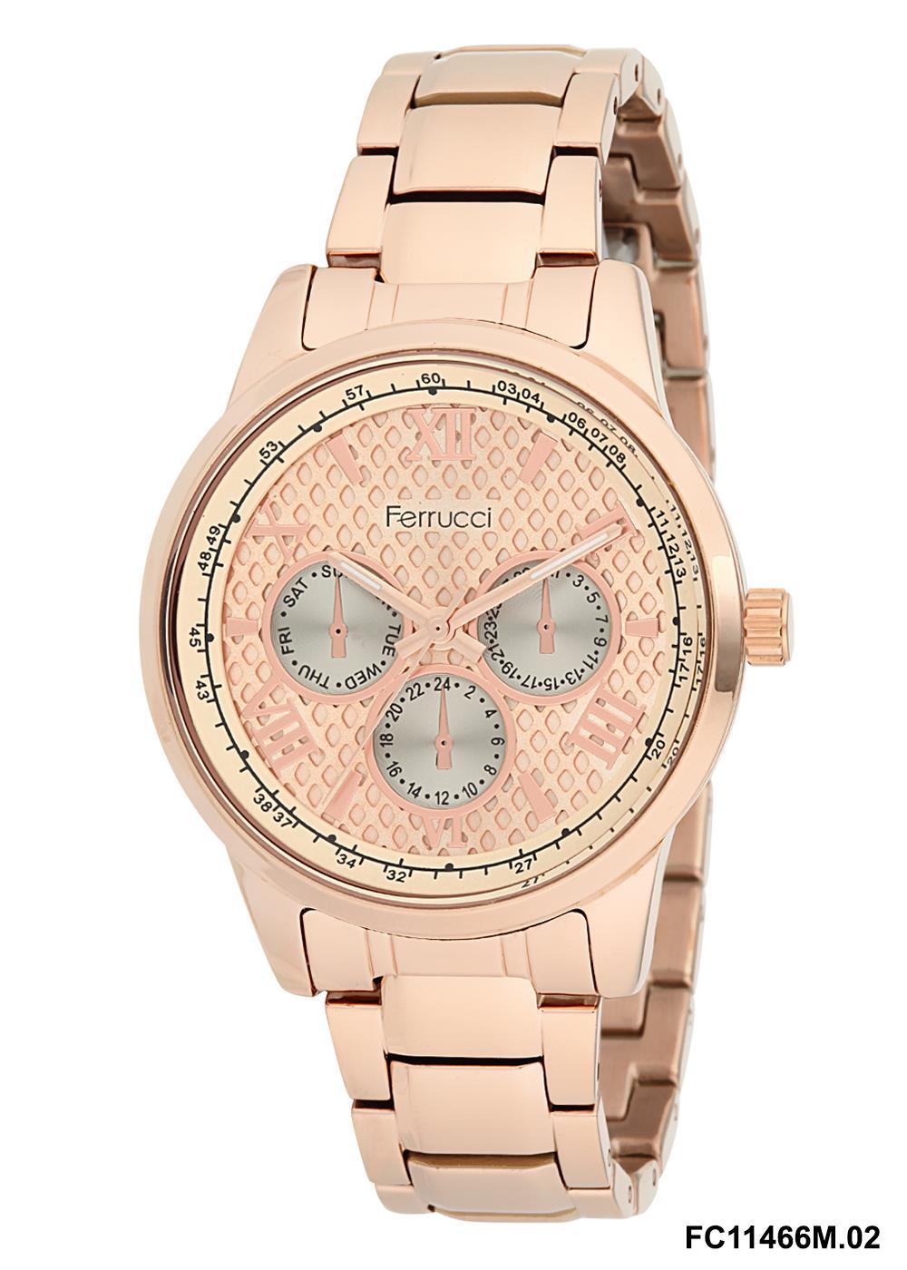 Ferrucci 8FM724 Takvimli 38 mm Rose Gold Metal Kordon Analog Kadın Kol Saati