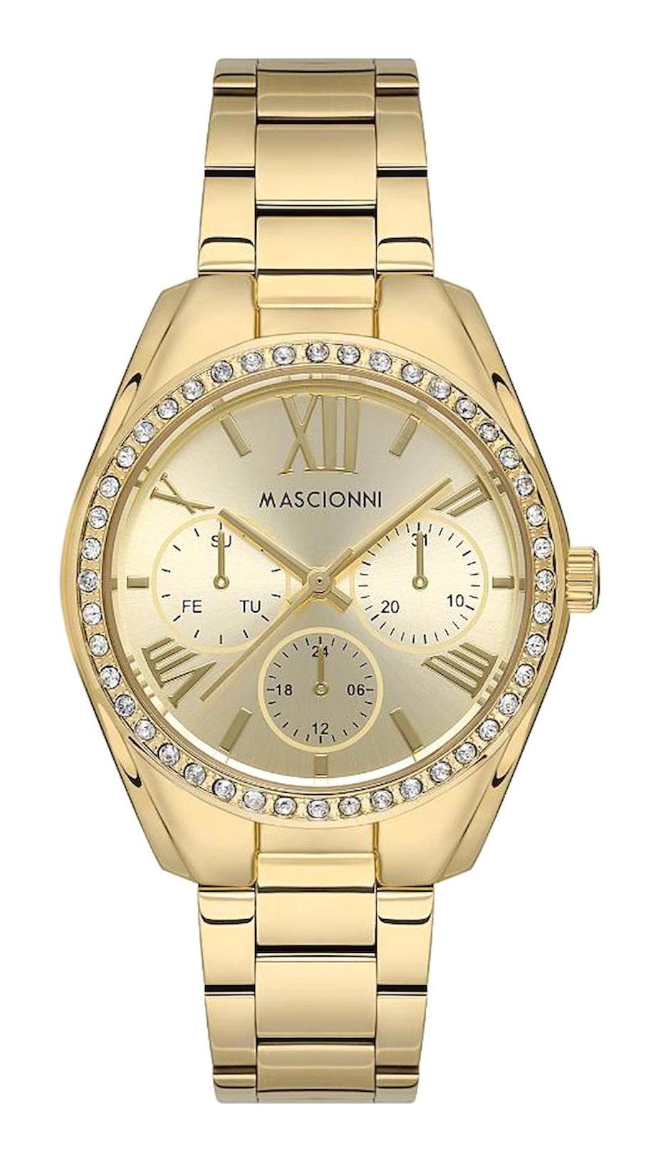 Mascionni M.1.2174D.03 Takvimli 38 mm Altın Metal Kordon Analog Kadın Kol Saati