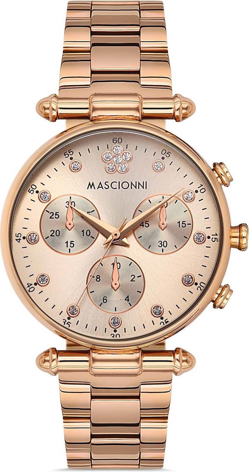 Mascionni Takvimli 38 mm Rose Gold Çelik Kordon Analog Kadın Kol Saati