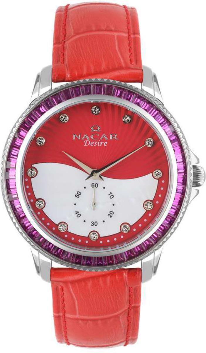 Nacar 33-396696-ADRL13S 38 mm Kırmızı Deri Kordon Analog Kadın Kol Saati