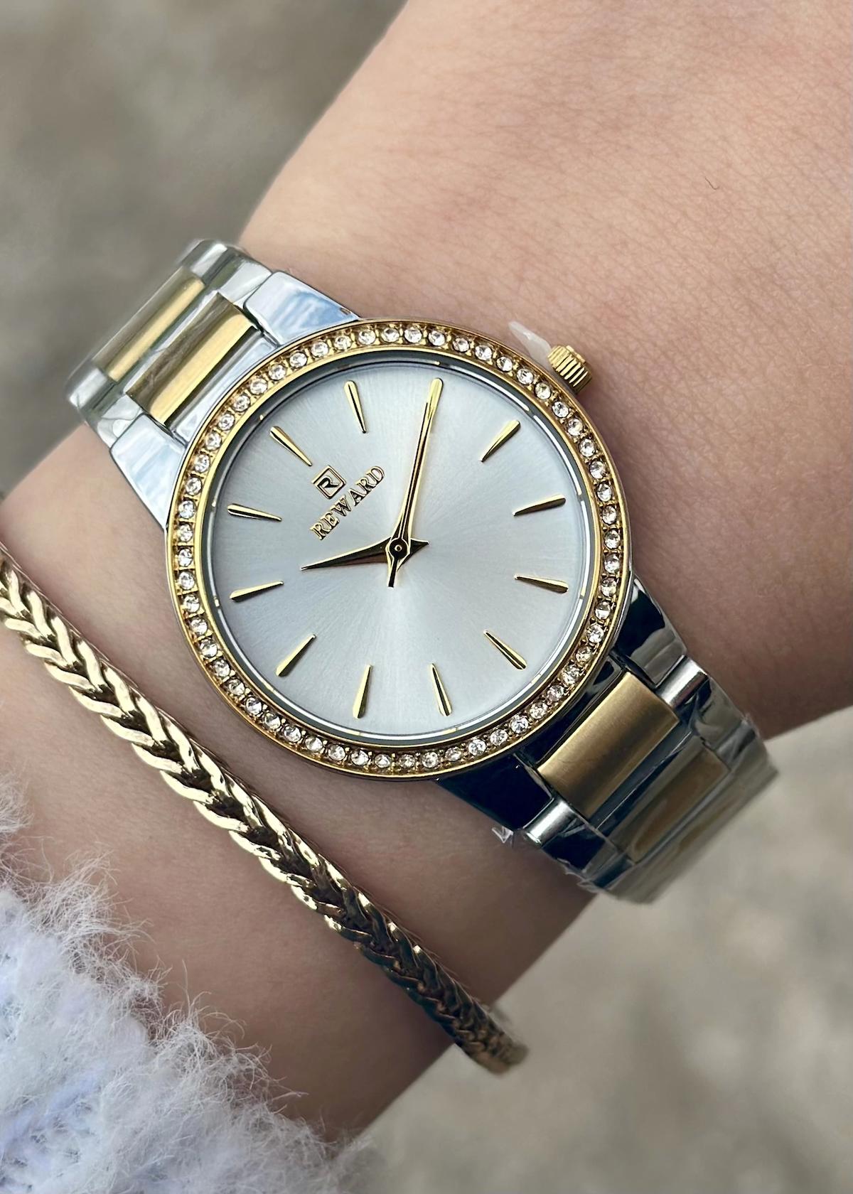 Reward 34 mm Altın-Gri Çelik Kordon Analog Kadın Kol Saati