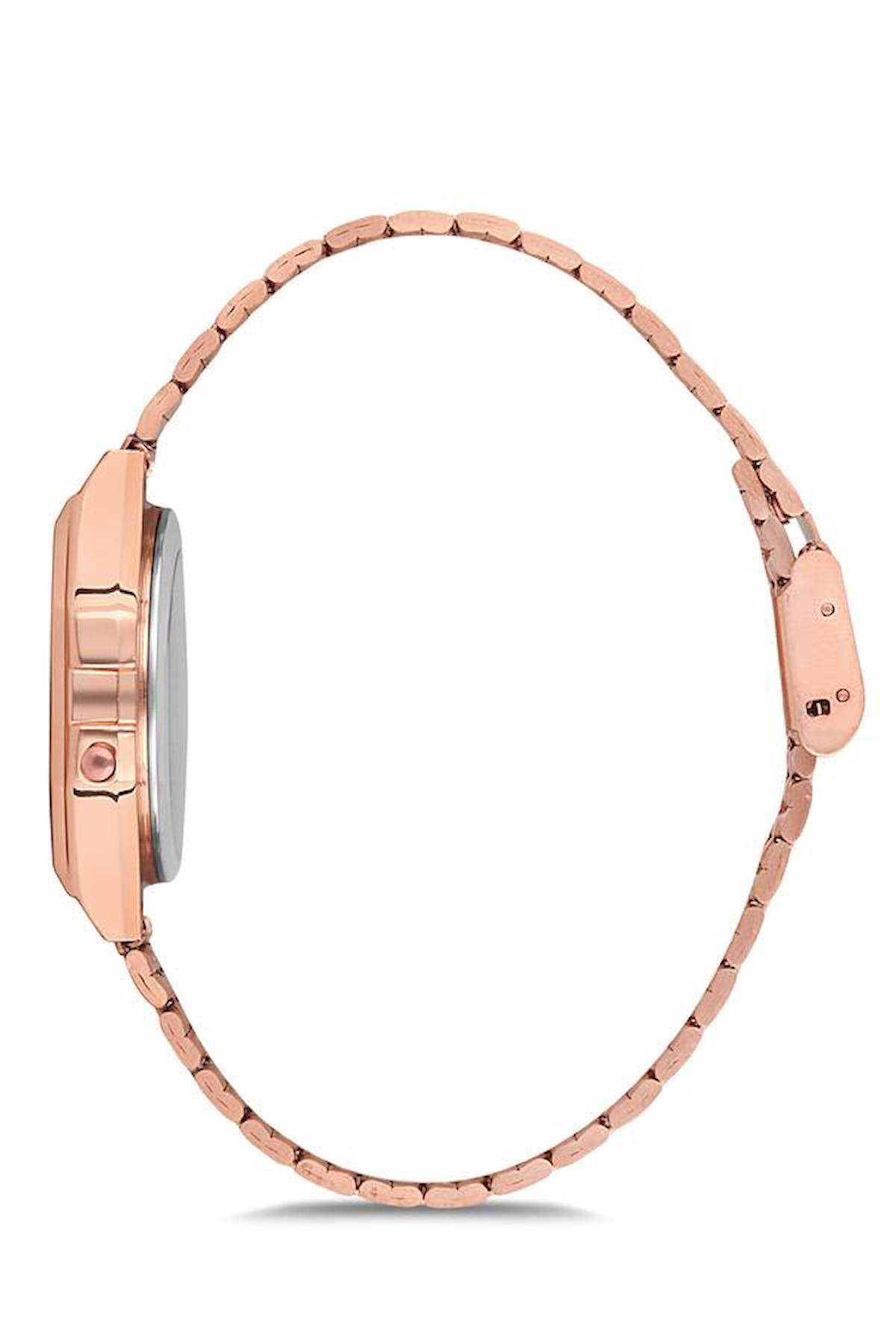 Aqua Di Polo APWA034001 Takvimli 35 mm Rose Gold Metal Kordon Dijital Kadın Kol Saati