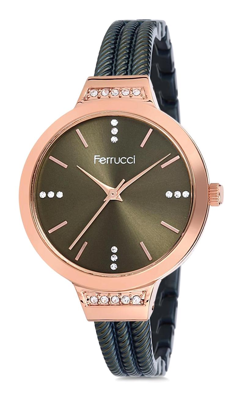 Ferrucci 9FM1376 38 mm Siyah Çelik-Hasır Kordon Analog Kadın Kol Saati