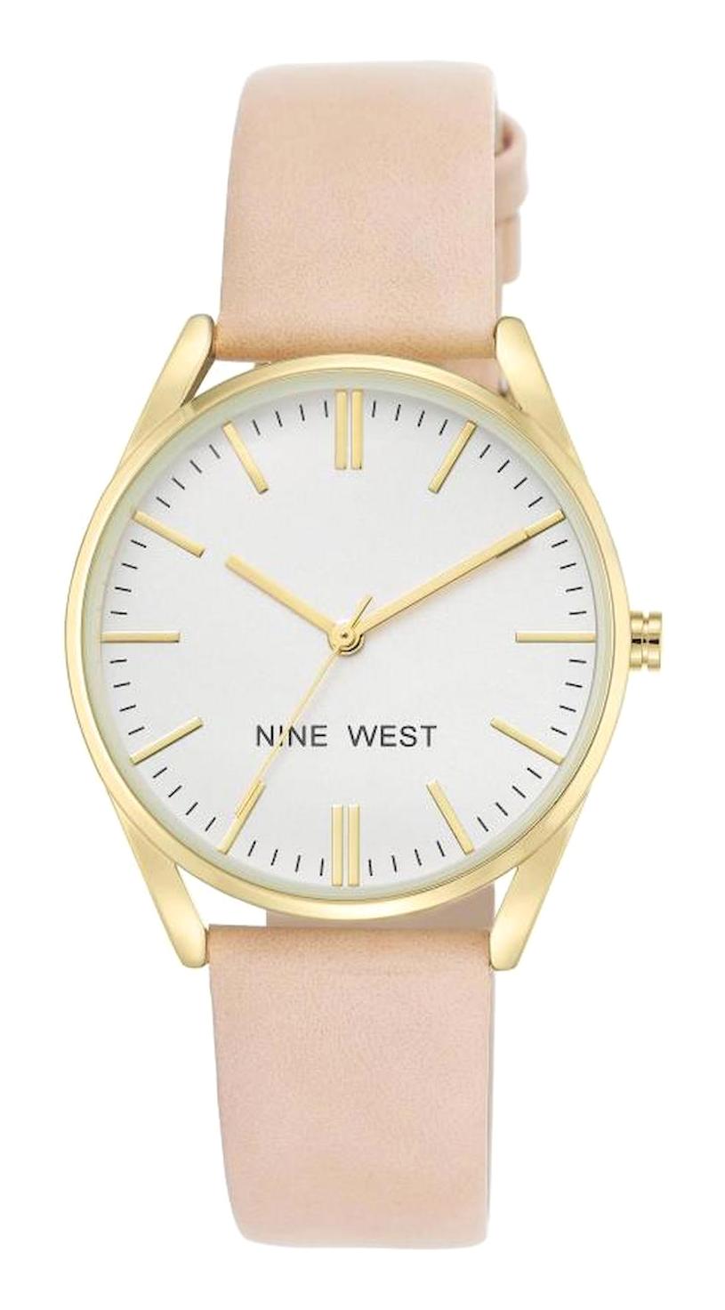 Nine West NW-1994WTPK 36 mm Toz Pembe Deri Kordon Analog Kadın Kol Saati