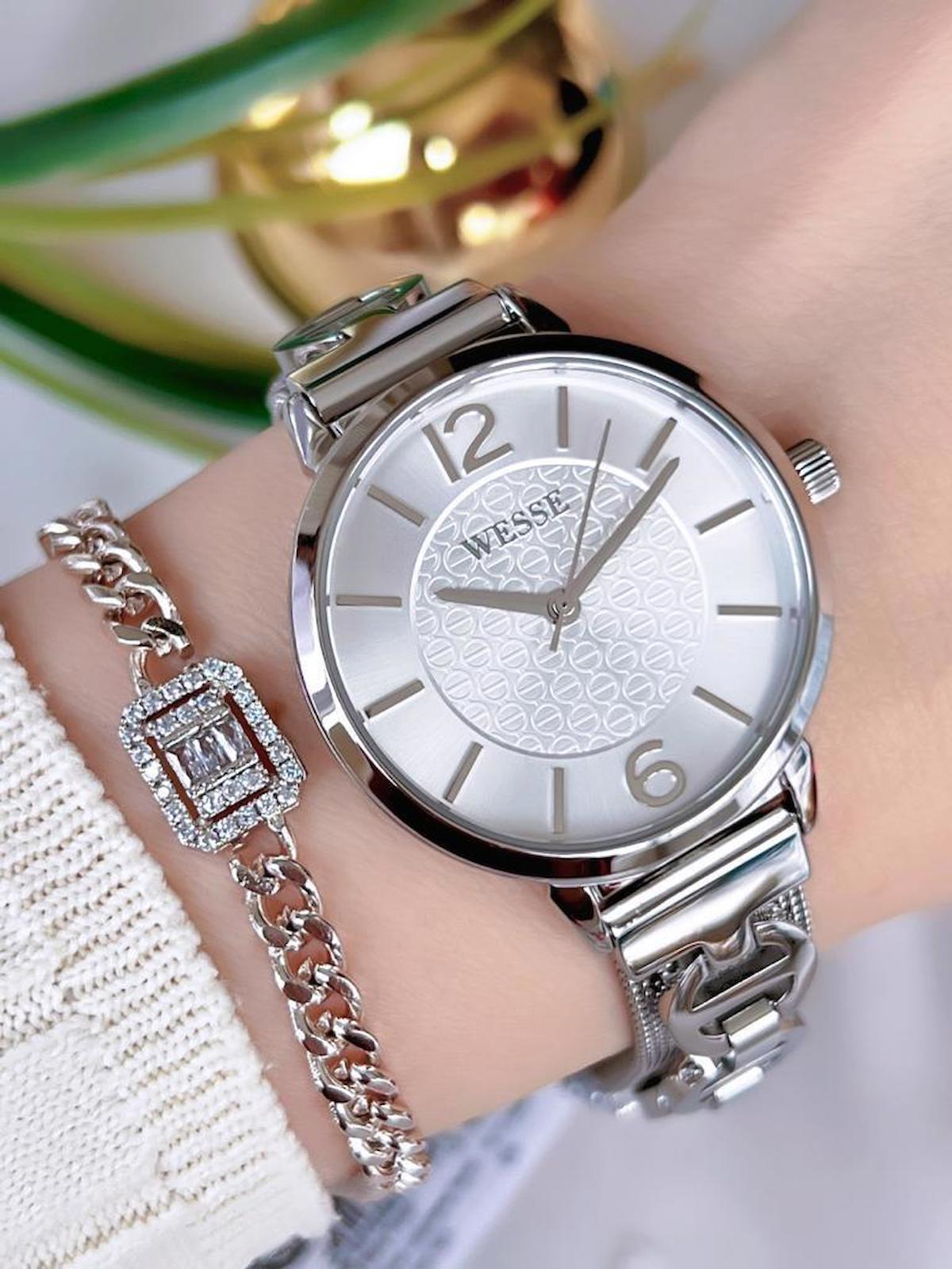 Wesse WWL.303201 40 mm Gri Çelik Kordon Analog Kadın Kol Saati