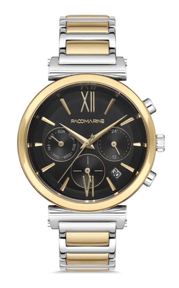 Pacomarine PM.51201.08 Takvimli 37 mm Altın-Gri Çelik Kordon Analog Kadın Kol Saati