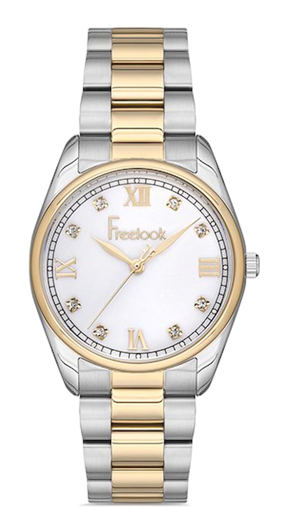 Freelook FL.1.10222.2 35 mm Altın-Gri Çelik Kordon Analog Kadın Kol Saati