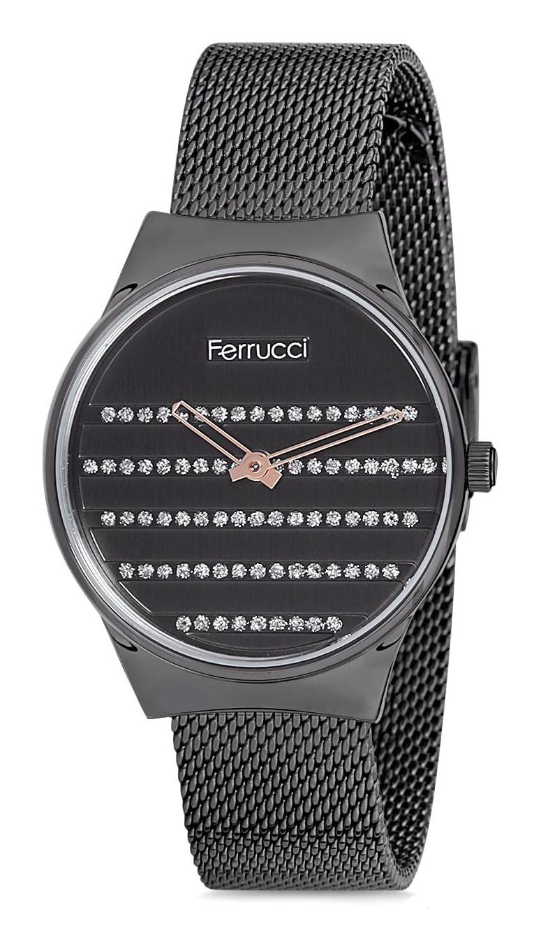 Ferrucci 9FM2357 38 mm Siyah Çelik-Hasır Kordon Analog Kadın Kol Saati