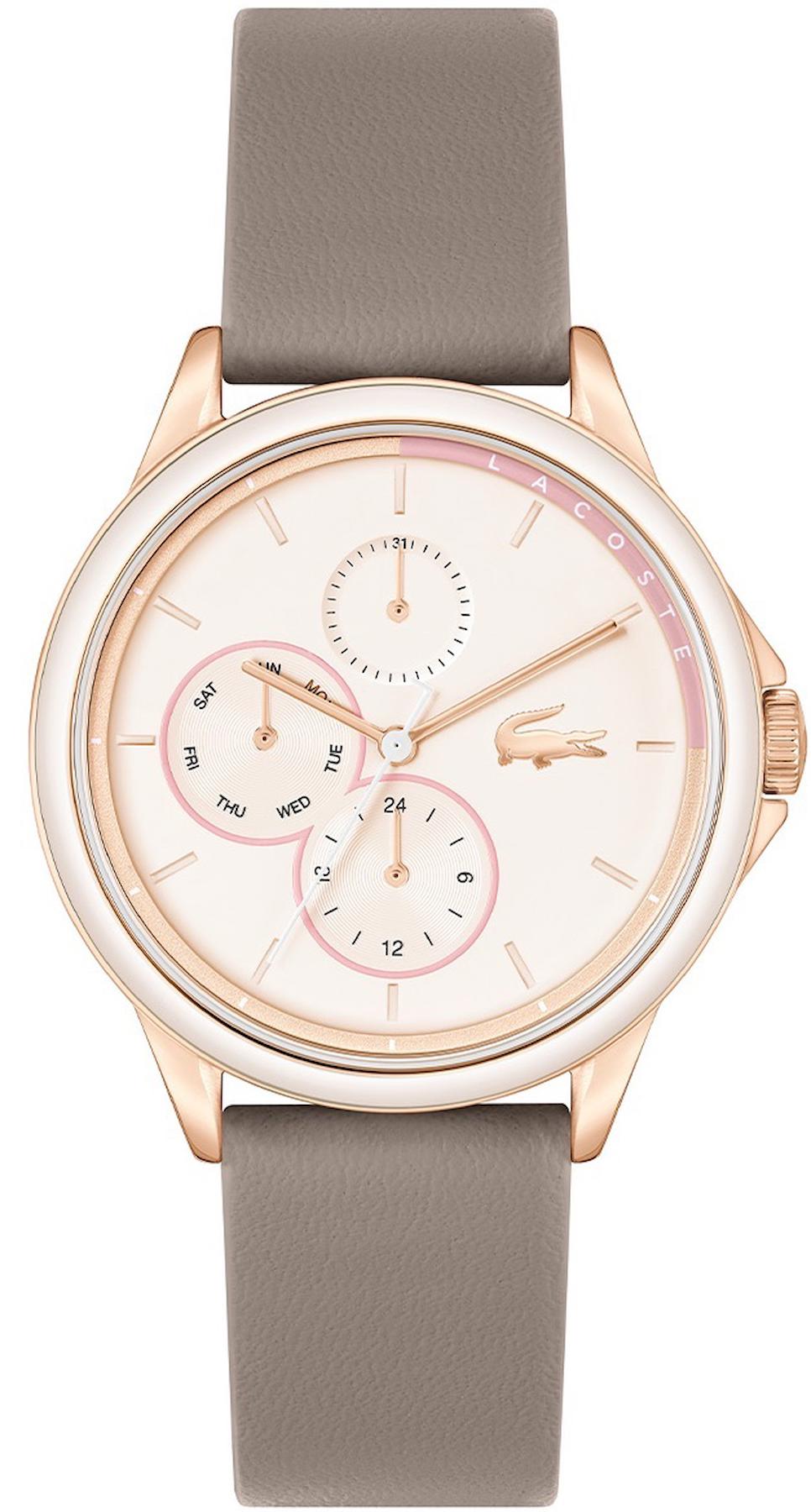 Lacoste LAC2001339 38 mm Gri Deri Kordon Analog Kadın Kol Saati