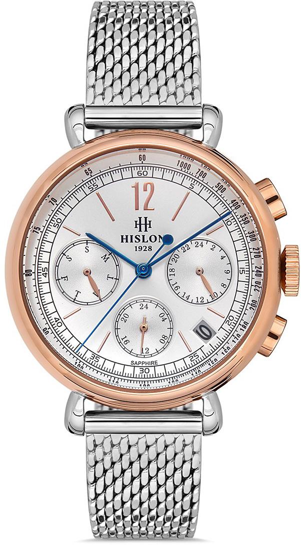 Hislon QT100T-02SR Takvimli 38 mm Gri Çelik Kordon Analog Kadın Kol Saati