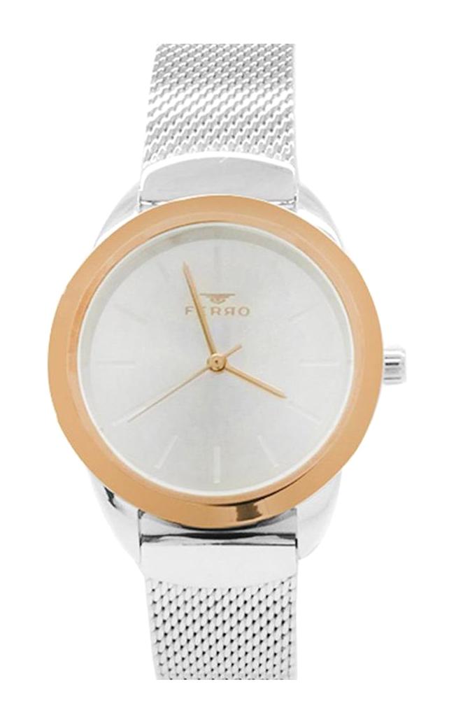 Ferro TH-F21073C-E 40 mm Gri Hasır Kordon Analog Kadın Kol Saati