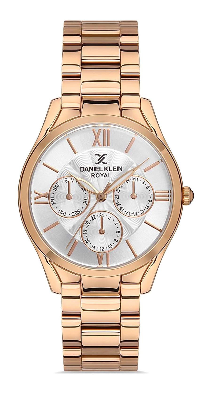 Daniel Klein DKE.1.10272.5 Takvimli 34 mm Gri-Rose Gold Metal Kordon Analog Kadın Kol Saati